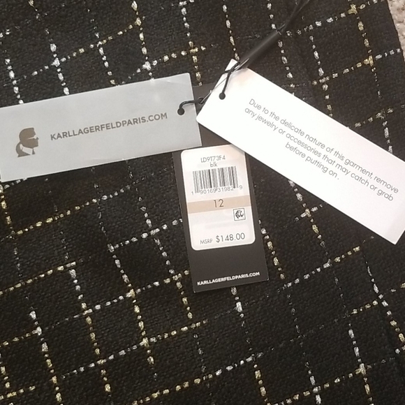 𝅺karl Lagerfeld paris tweed sleeveless shift dresse - Picture 3 of 7